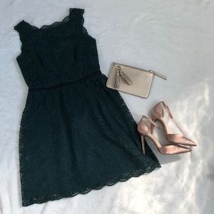 Ann Taylor Loft Beautiful emerald green  lace cocktail dress NWT